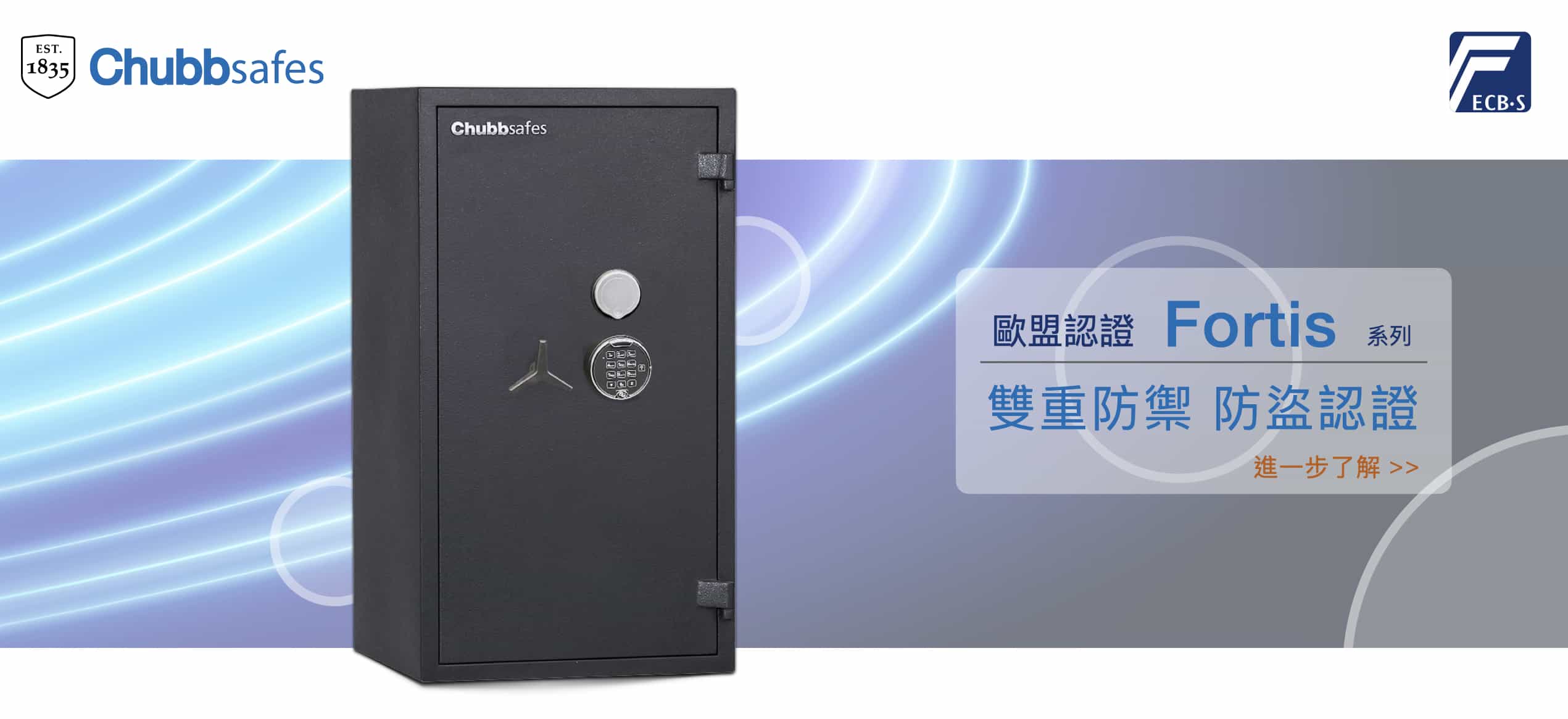 歐盟認證 銀行 銀樓 珠寶 專用 防火 防盜 保險箱 Chubb safe Fortis系列 保險箱推薦